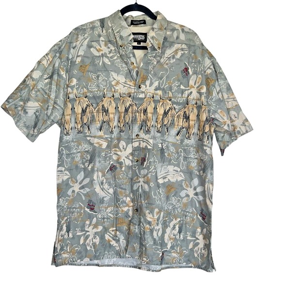 Other - Resistol‎ Rodeo Gear Sz L Western Button Down Shirt Horses Boots Southwest